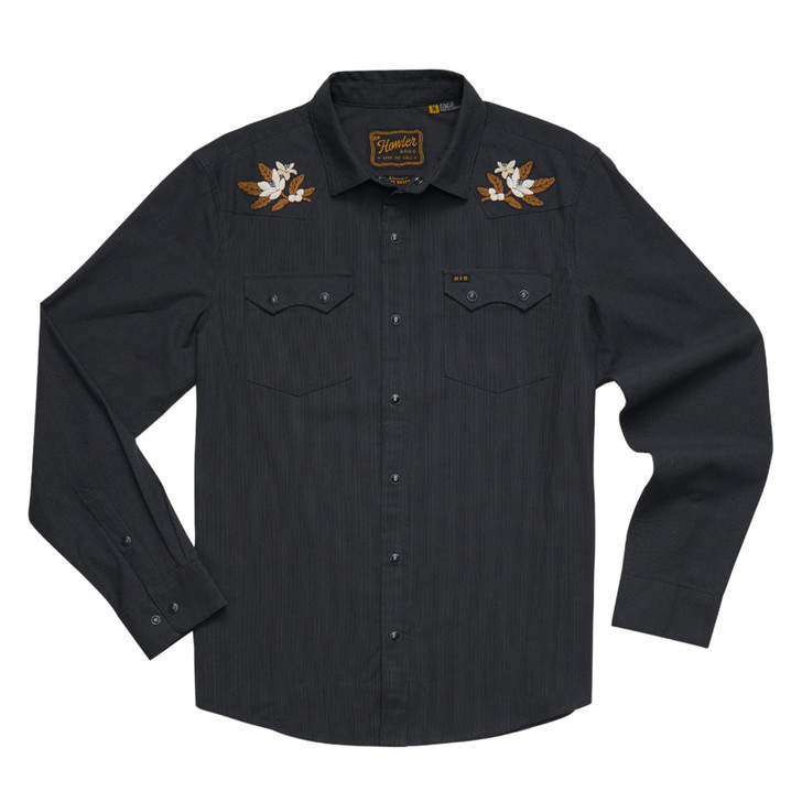 HOWLER BROTHERS - MEN'S CROSSCUT DELUXE SNAPSHIRT IN ORANGE BLOSSOMS ANTIQUE BLACK