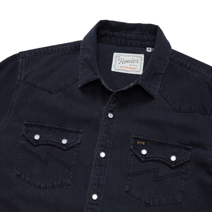 HOWLER BROTHERS - MEN'S DUST UP DENIM LONGSLEEVE SNAPSHIRT IN MORRISON BLACK WASH