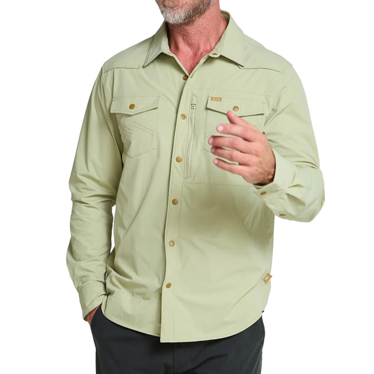 HOWLER BROTHERS - MEN'S EMERGER TECH LONGSLEEVE IN FOG GREEN