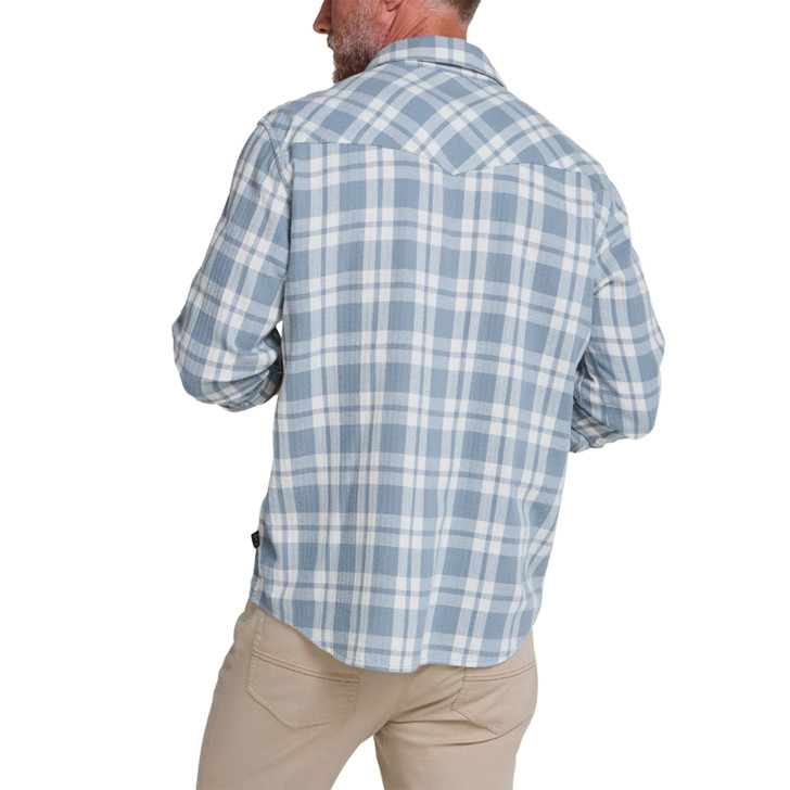 HOWLER BROTHERS - MEN'S LA GRANGE LIGHTWEIGHT FLANNEL IN COHEN PLAID IRON BLUE