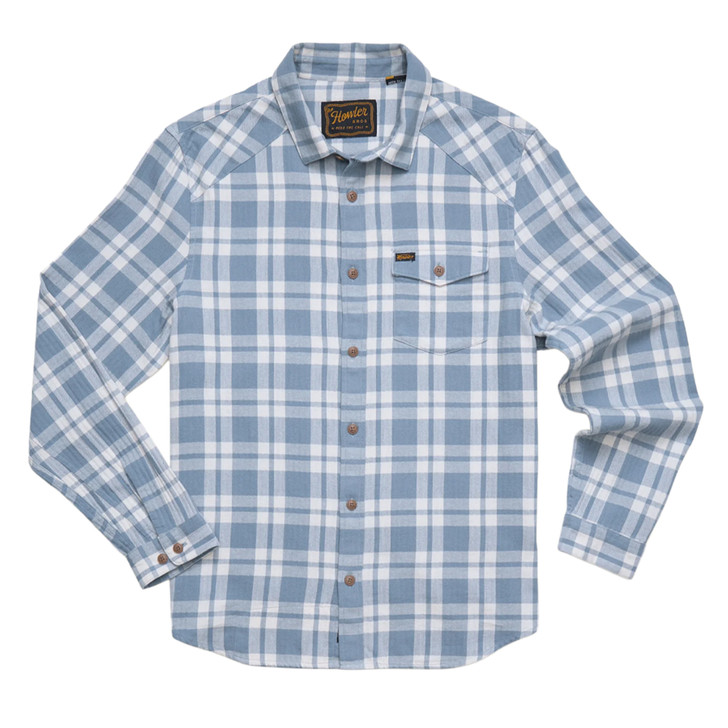HOWLER BROTHERS - MEN'S LA GRANGE LIGHTWEIGHT FLANNEL IN COHEN PLAID IRON BLUE