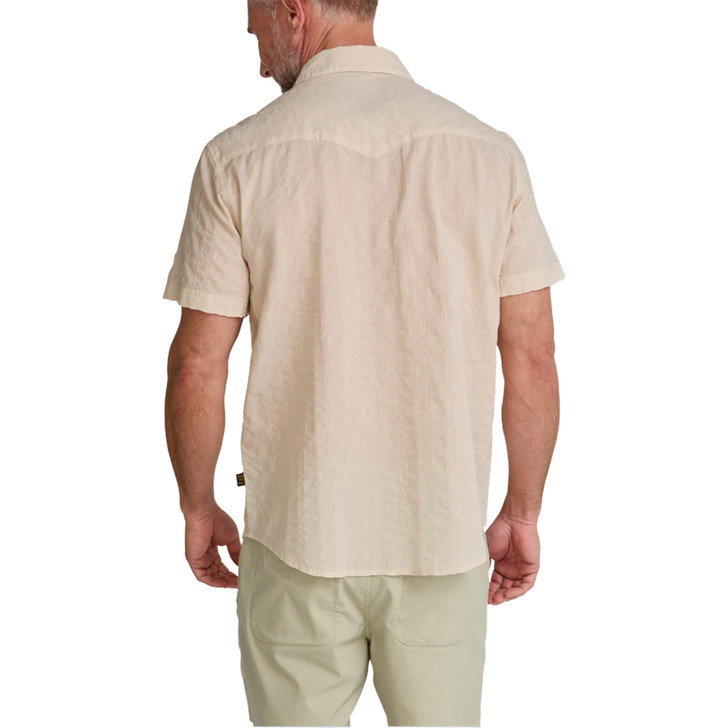 HOWLER BROTHERS - MEN'S H BAR B SHORTSLEEVE SNAPSHIRT IN EYELET STRIPE OFF WHITE
