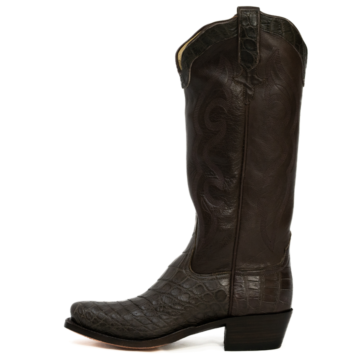 RIOS OF MERCEDES - WOMEN'S CHOCOLATE NILE CROCODILE BELLY BUFFALO CALF BOOTS