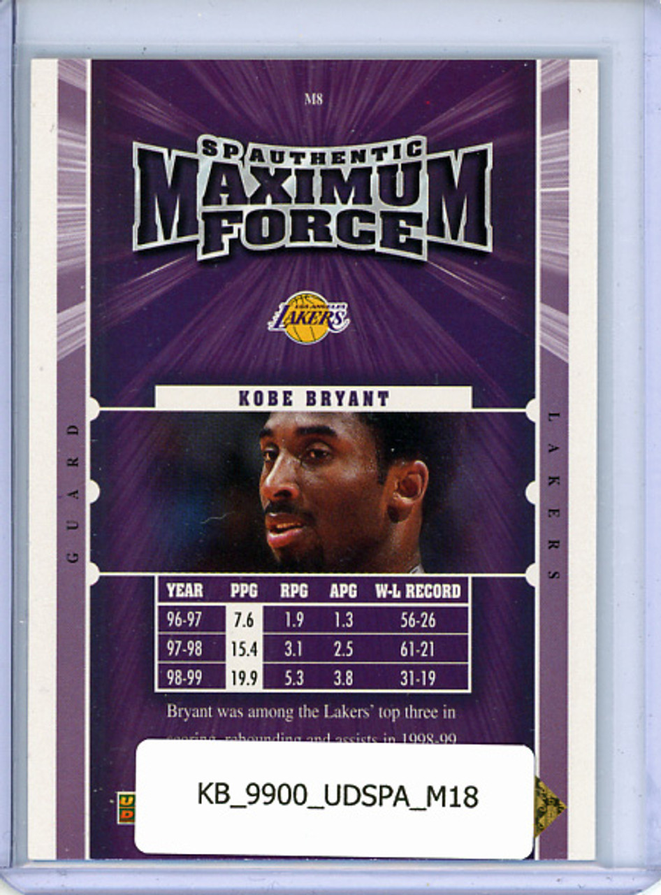 Kobe Bryant 1999-00 SP Authentic, Maximum Force #M18