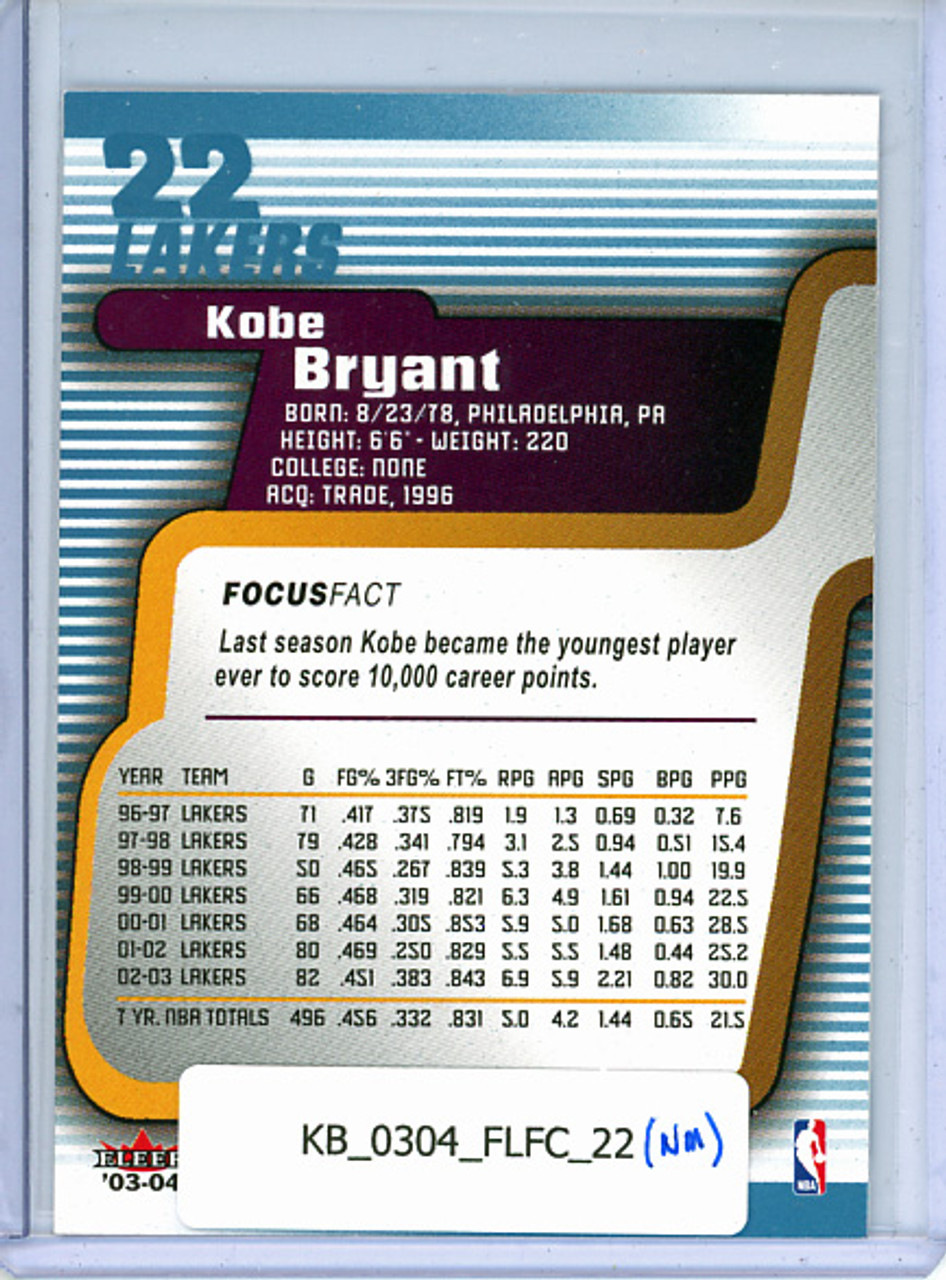 Kobe Bryant 2003-04 Focus #22 (see description)