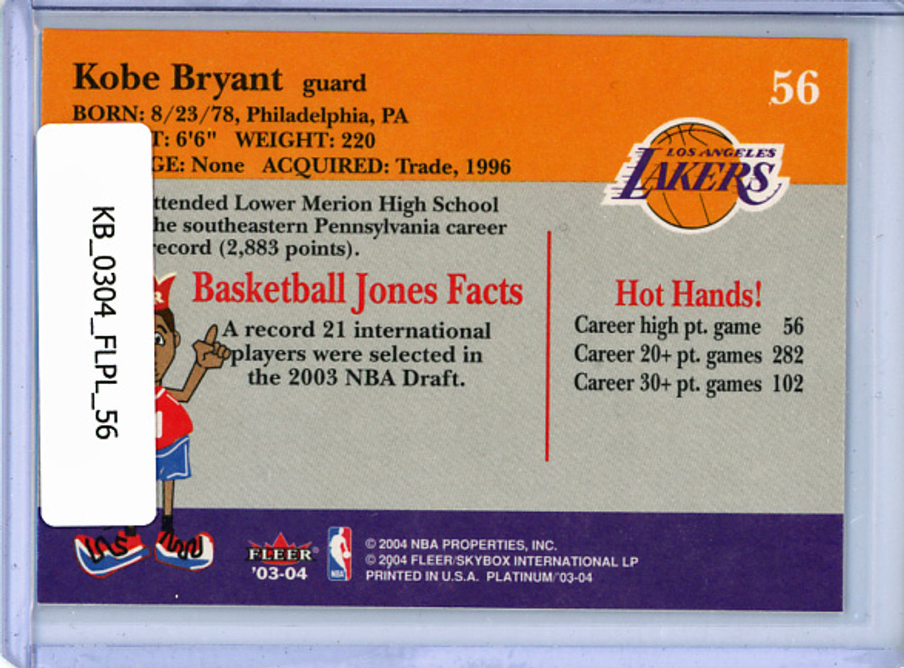 Kobe Bryant 2003-04 Platinum #56