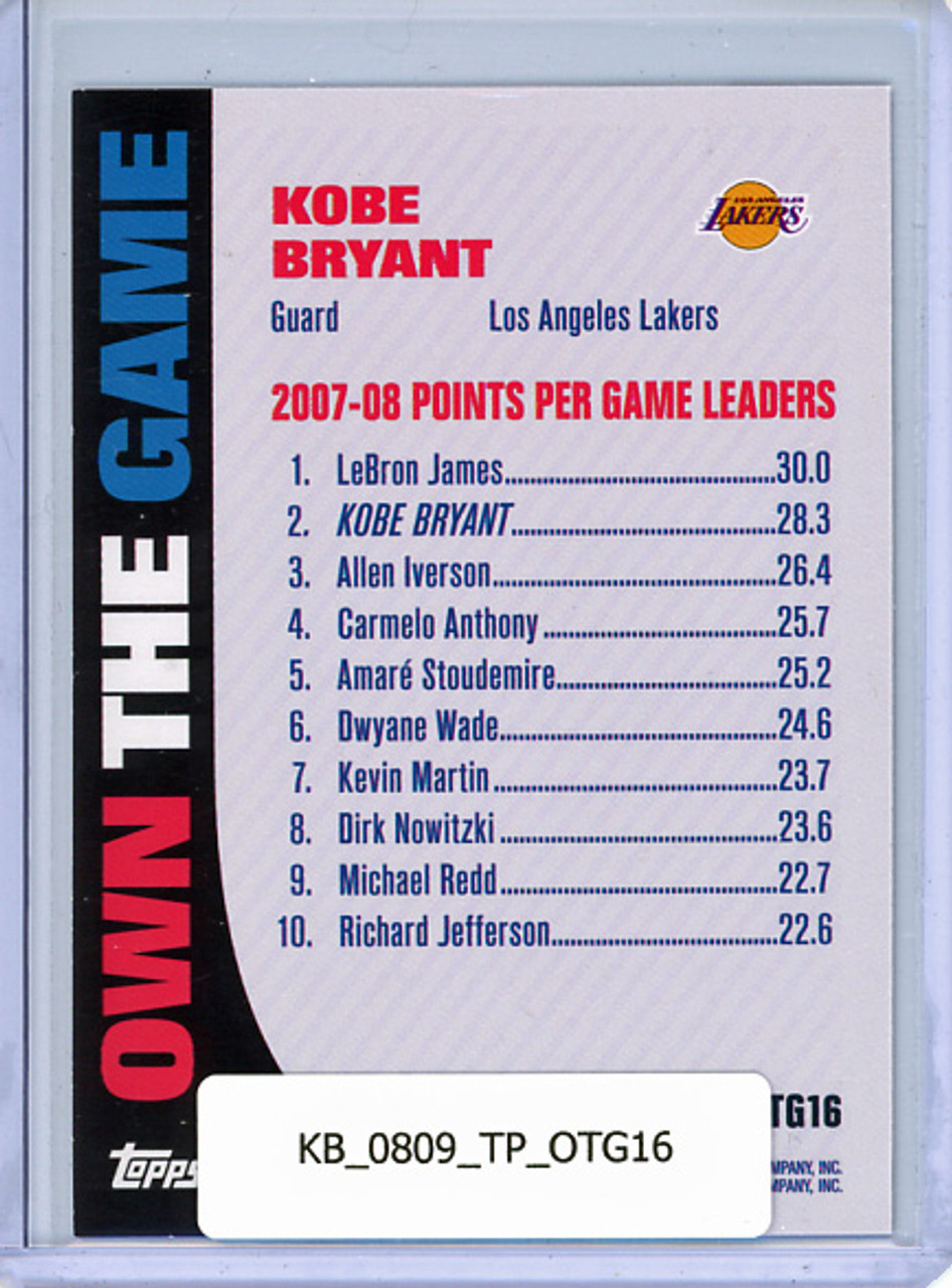 Kobe Bryant 2008-09 Topps, Own the Game #OTG16