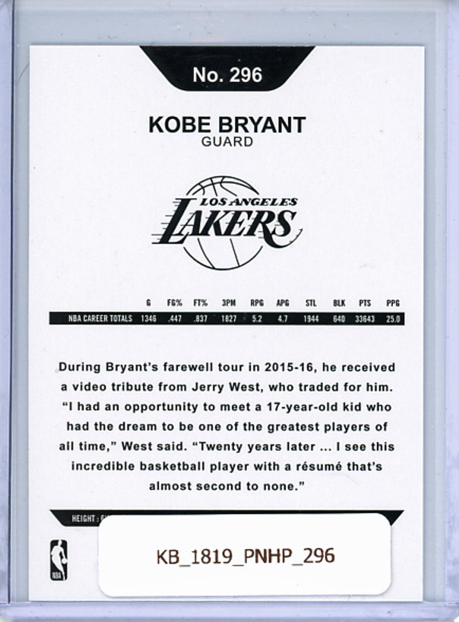 Kobe Bryant 2018-19 Hoops #296 Hoops Tribute