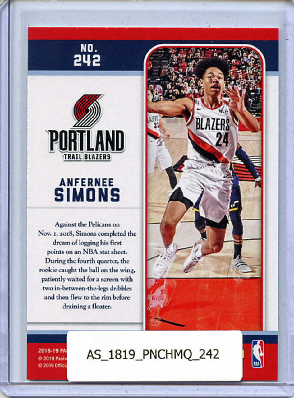 Anfernee Simons 2018-19 Chronicles, Marquee #242