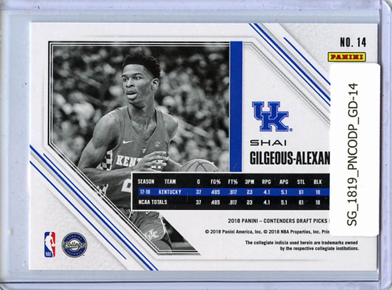 Shai Gilgeous-Alexander 2018-19 Contenders Draft Picks, Game Day Tickets #14