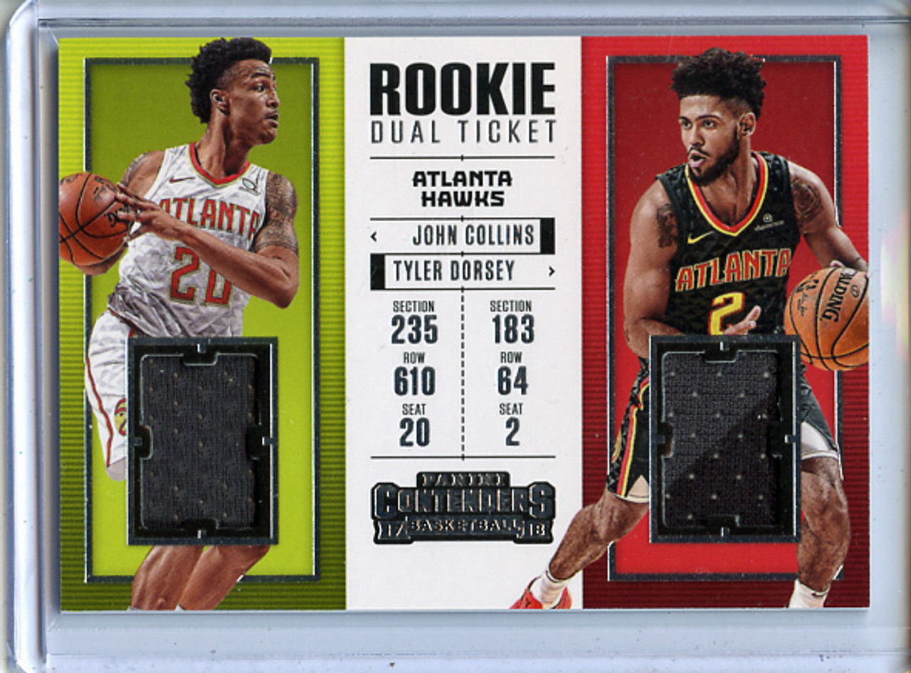 John Collins, Tyler Dorsey 2017-18 Contenders, Rookie Ticket Dual Swatches #RTD-6