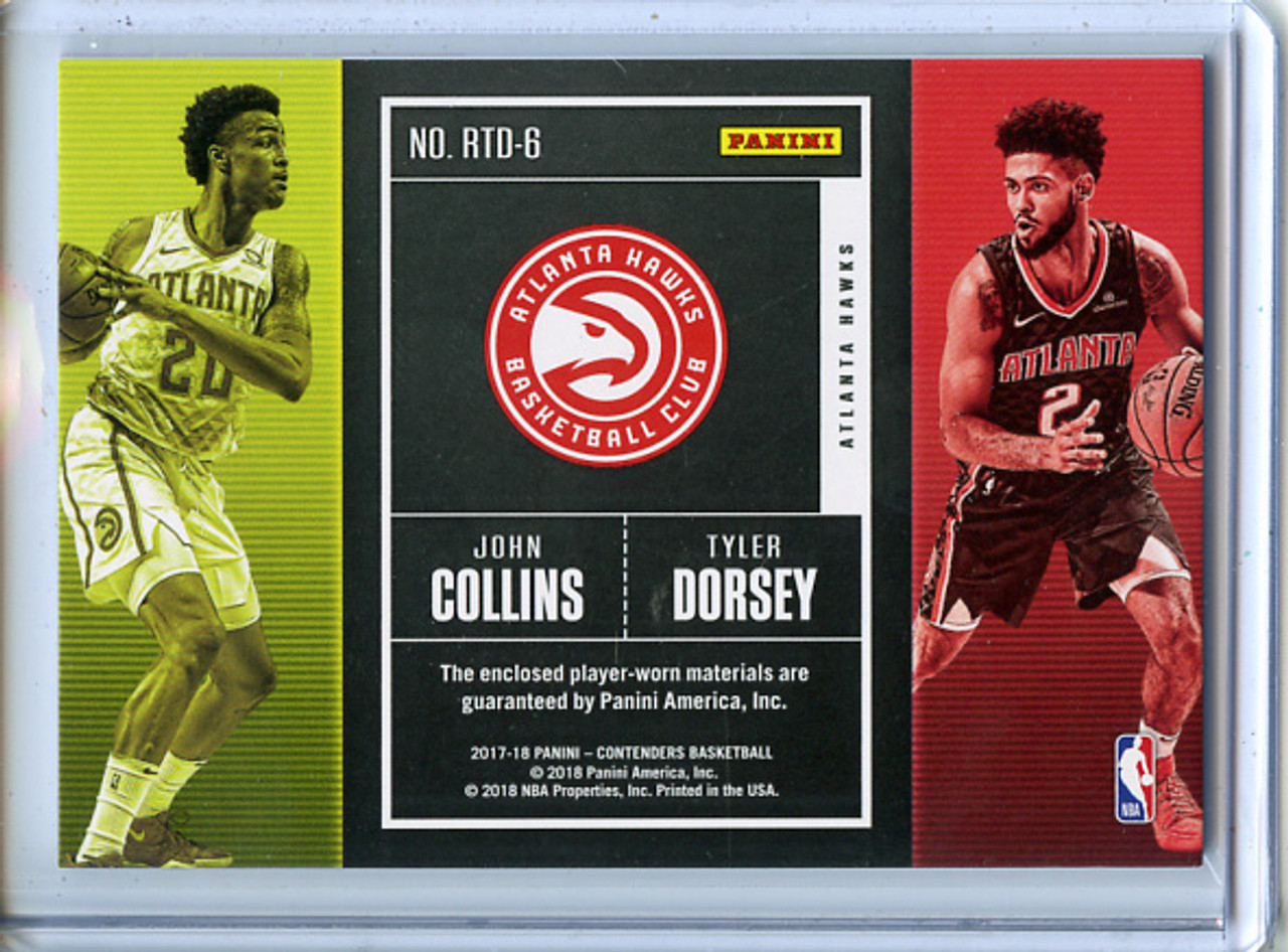 John Collins, Tyler Dorsey 2017-18 Contenders, Rookie Ticket Dual Swatches #RTD-6