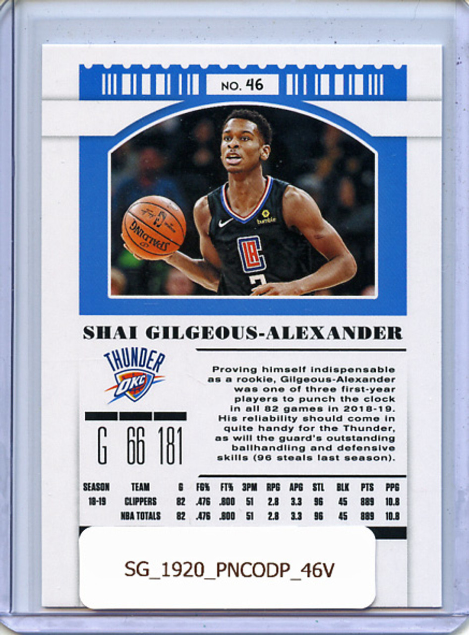 Shai Gilgeous-Alexander 2019-20 Contenders Draft Picks #46 Variations