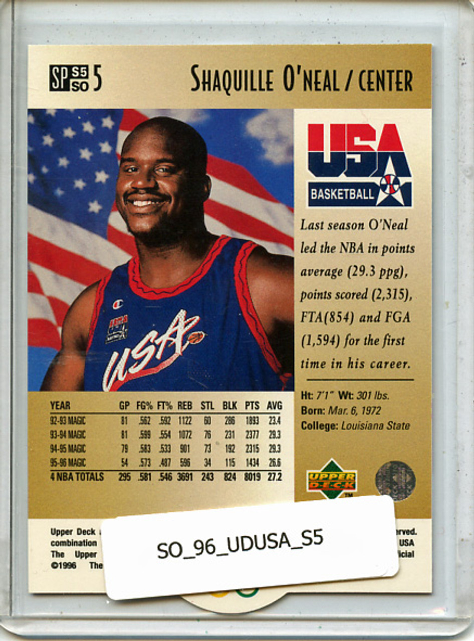 Shaquille O'Neal 1996 Upper Deck USA, Career Statistics #S5