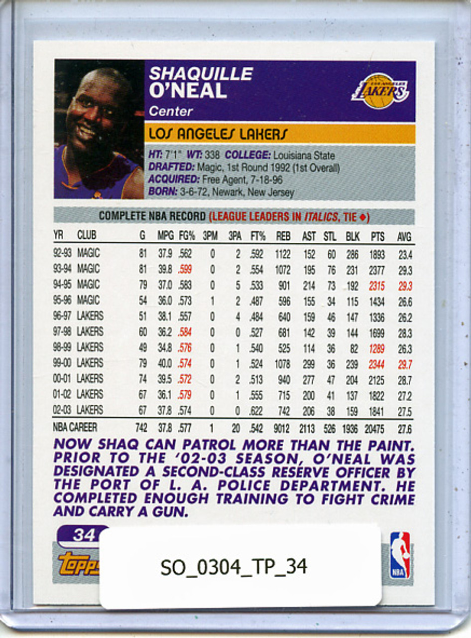 Shaquille O'Neal 2003-04 Topps #34