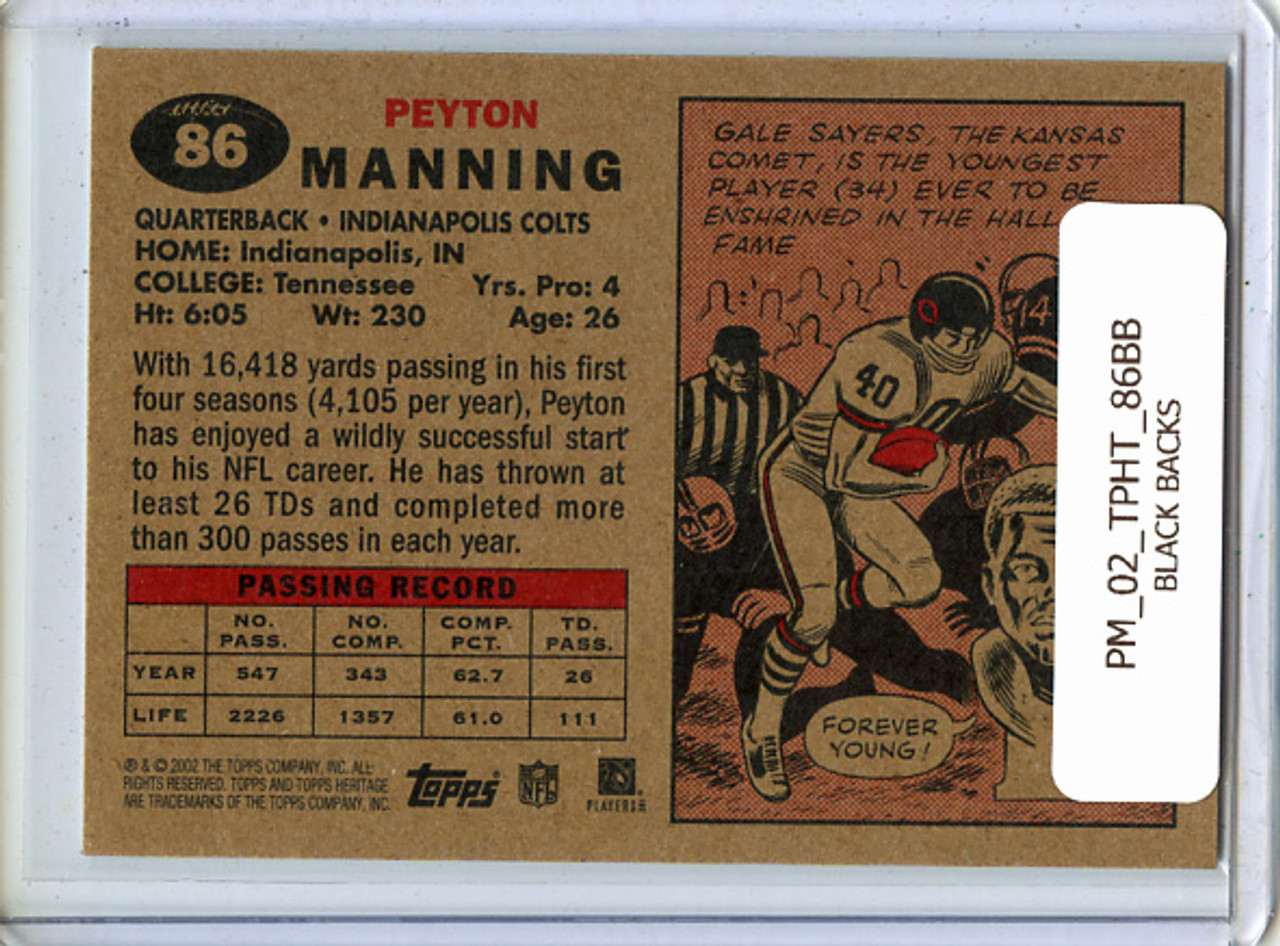 Peyton Manning 2002 Heritage #86 Black Backs