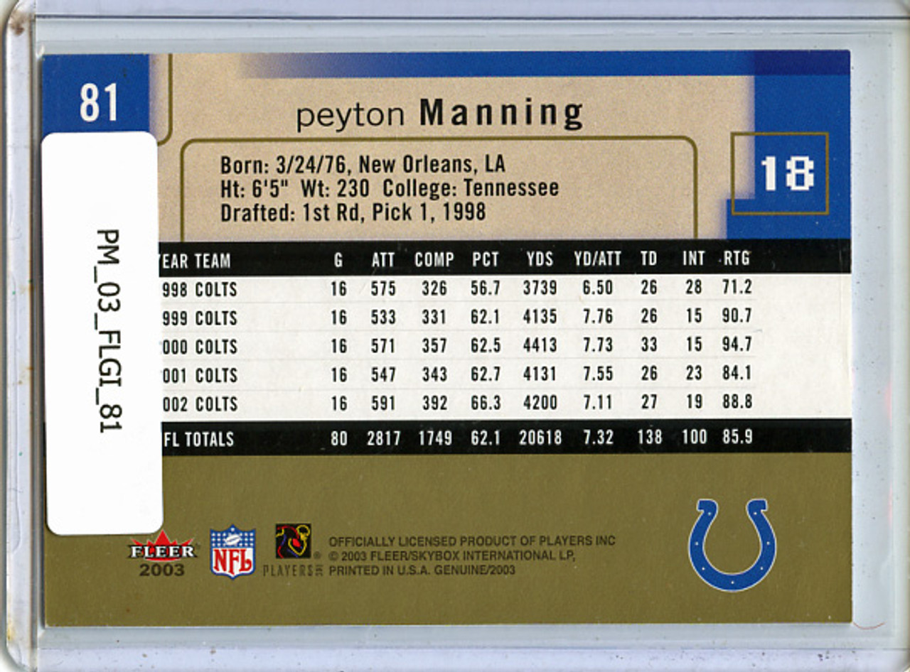Peyton Manning 2003 Genuine Insider #81