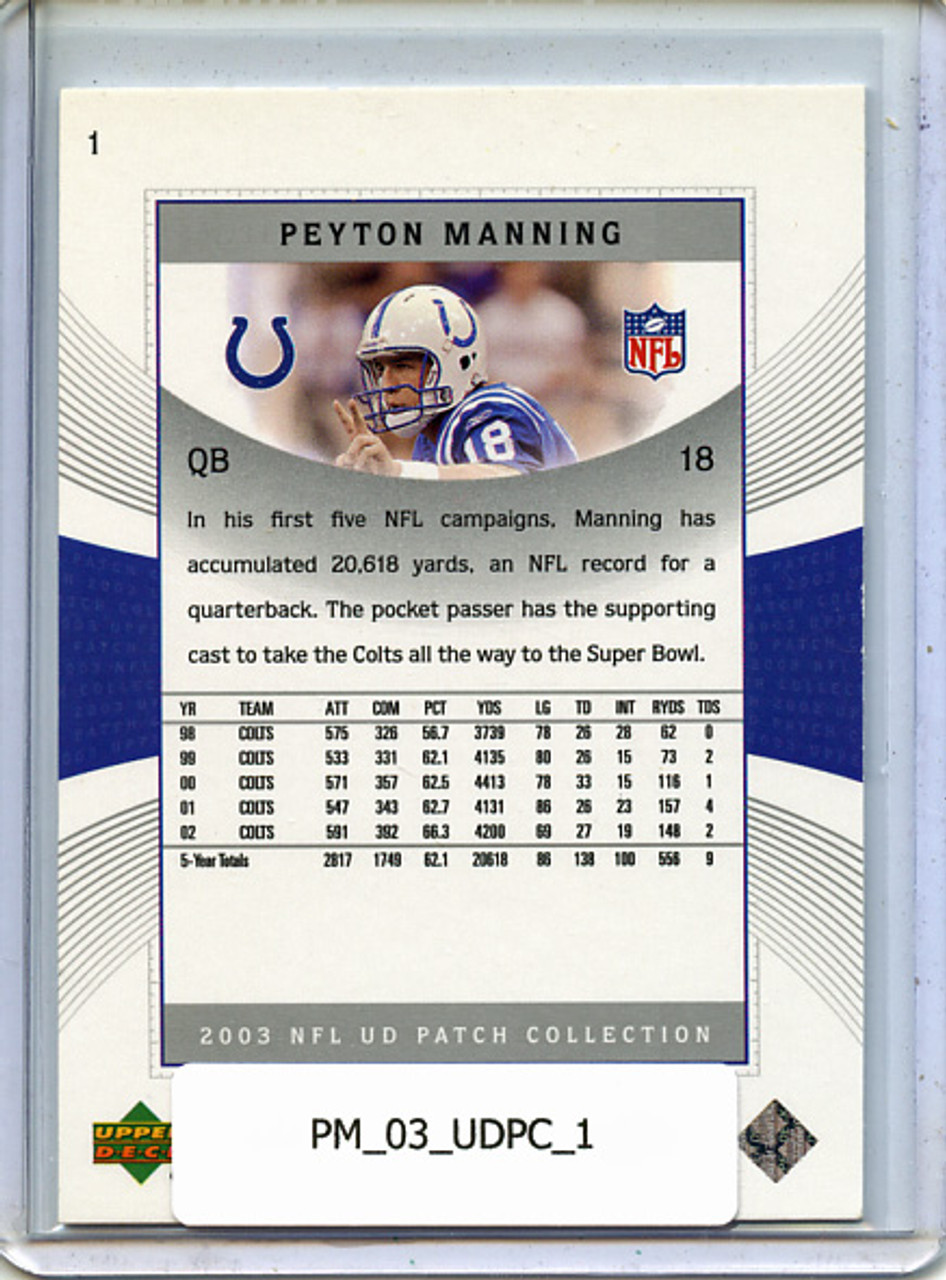 Peyton Manning 2003 UD Patch Collection #1