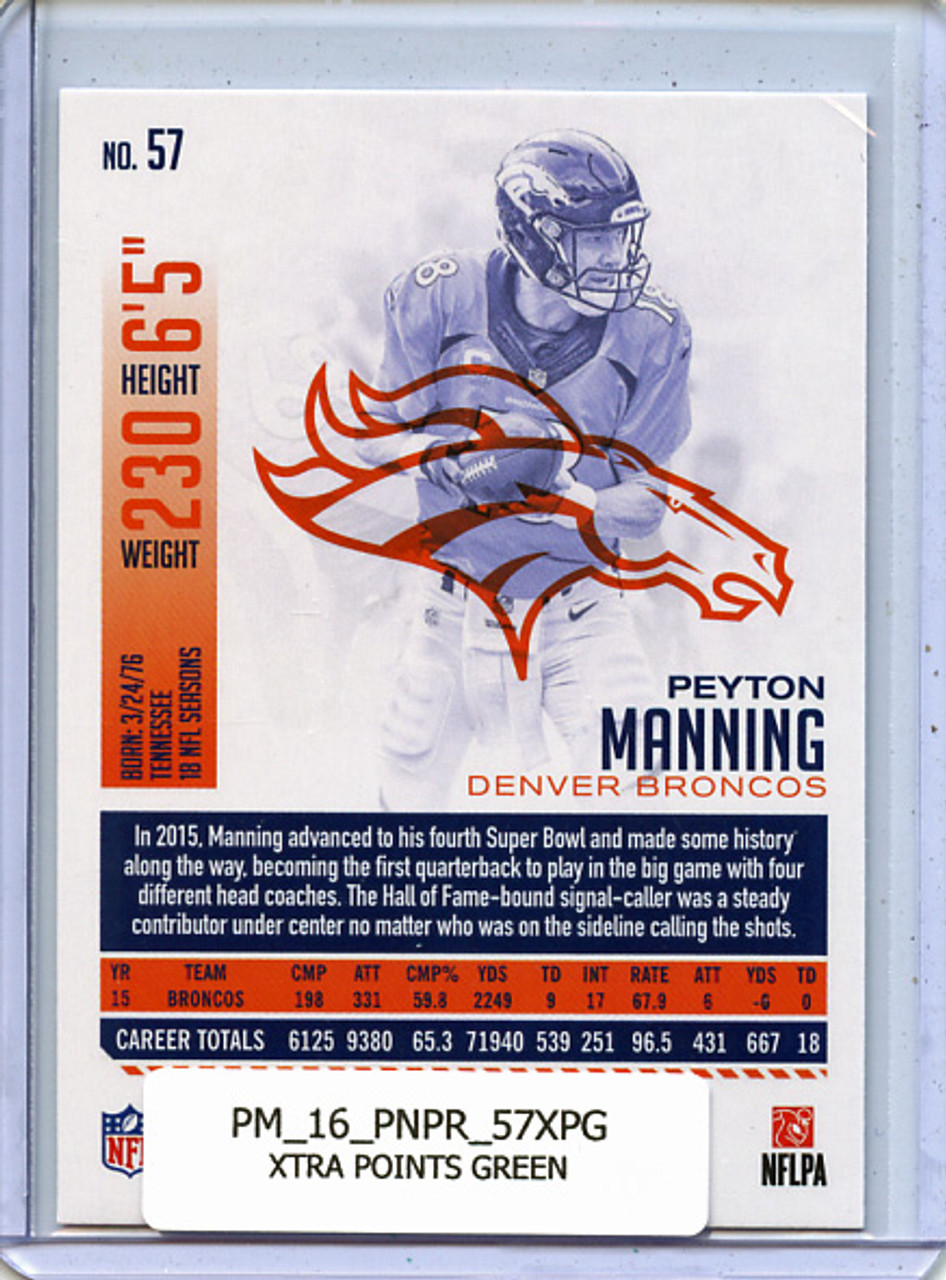 Peyton Manning 2016 Prestige #57 Xtra Points Green