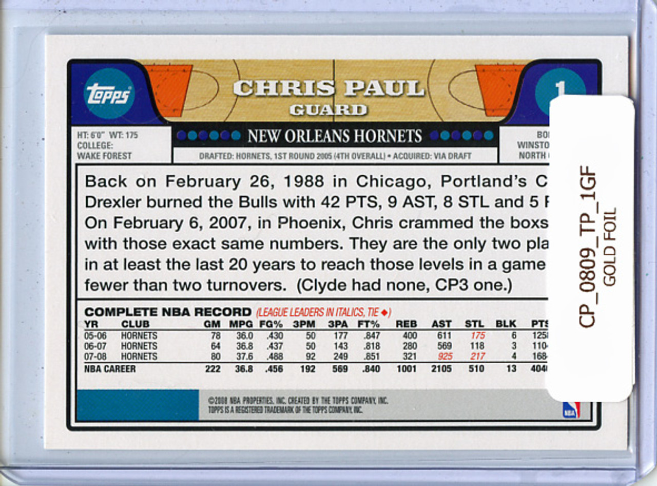 Chris Paul 2008-09 Topps #1 Gold Foil