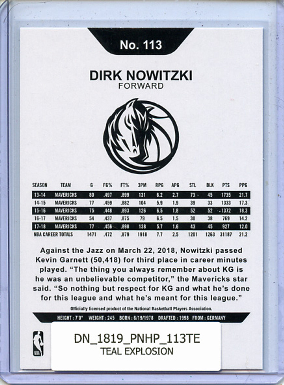 Dirk Nowitzki 2018-19 Hoops #113 Teal Explosion