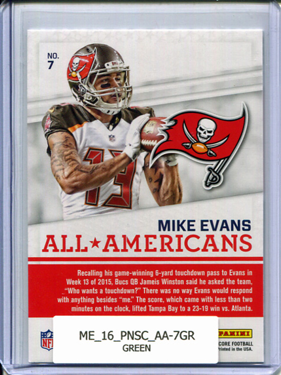 Mike Evans 2016 Score, All Americans #7 Green