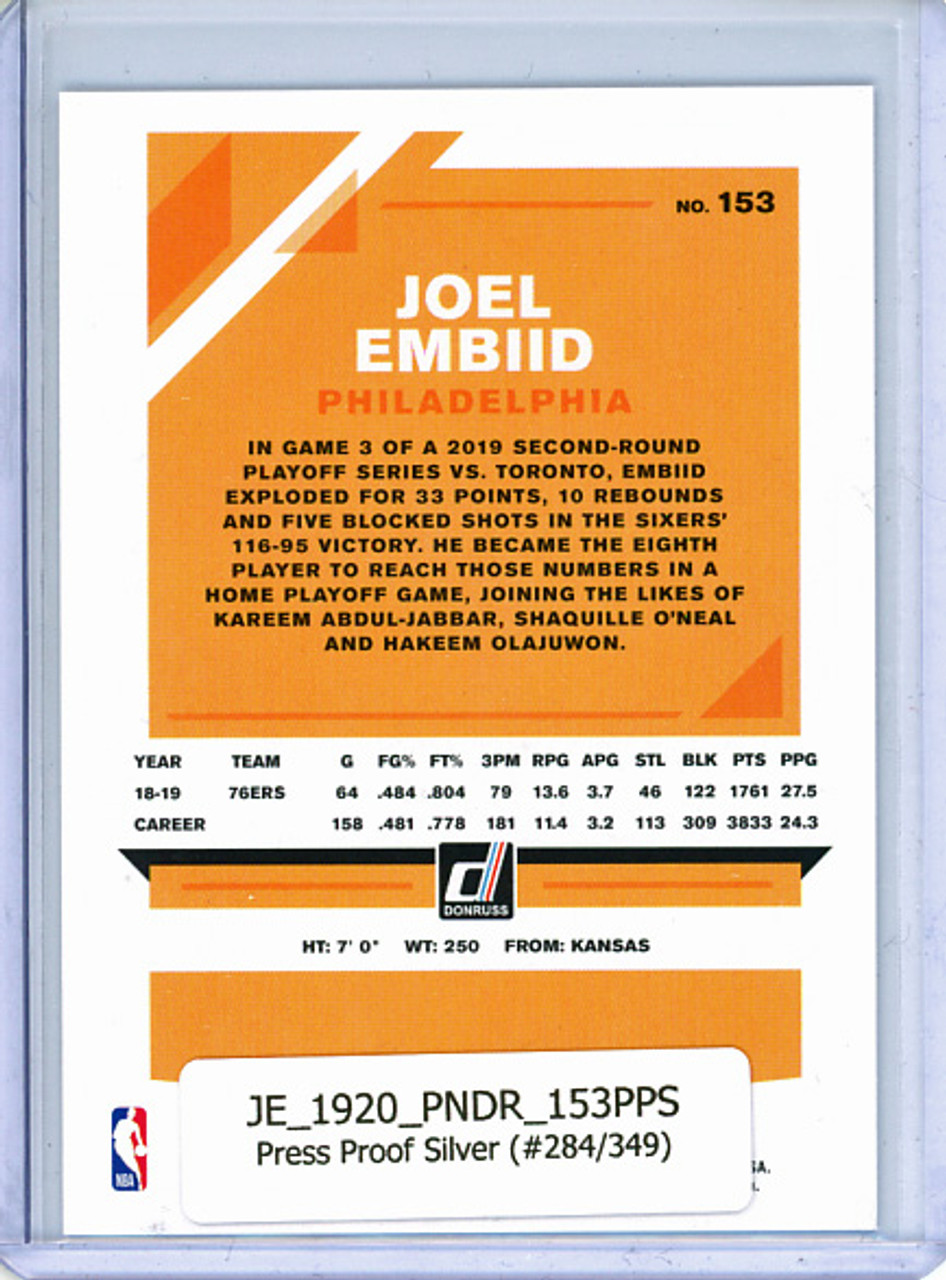 Joel Embiid 2019-20 Donruss #153 Press Proof Silver (#284/349)