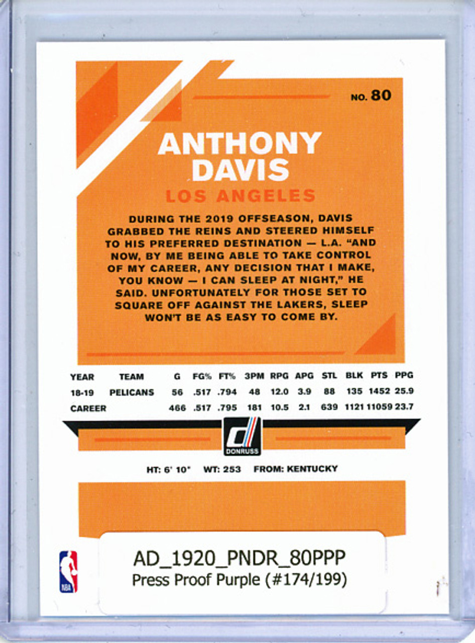 Anthony Davis 2019-20 Donruss #80 Press Proof Purple (#174/199)