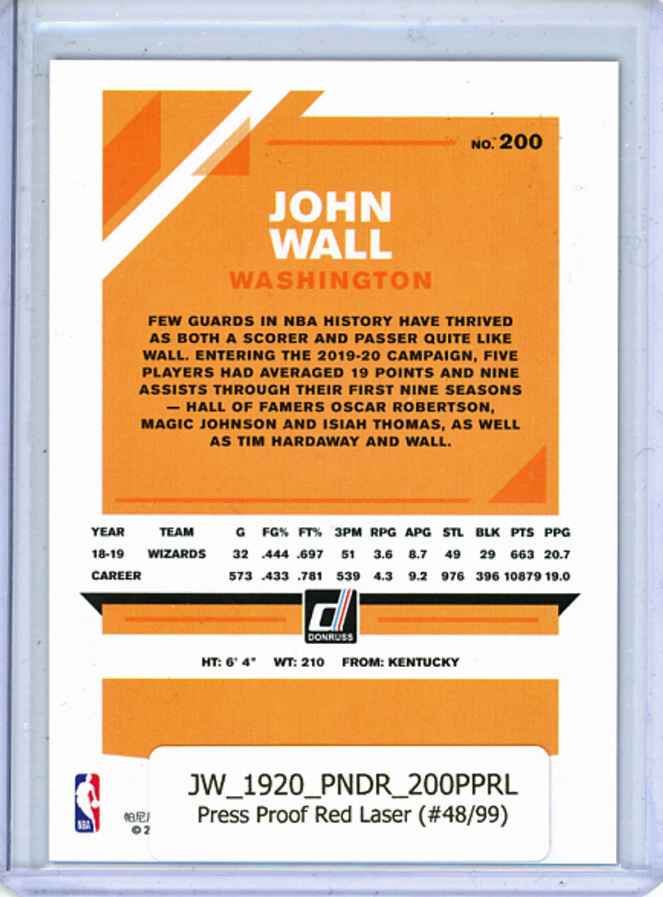 John Wall 2019-20 Donruss #200, Press Proof Red Laser (#48/99)