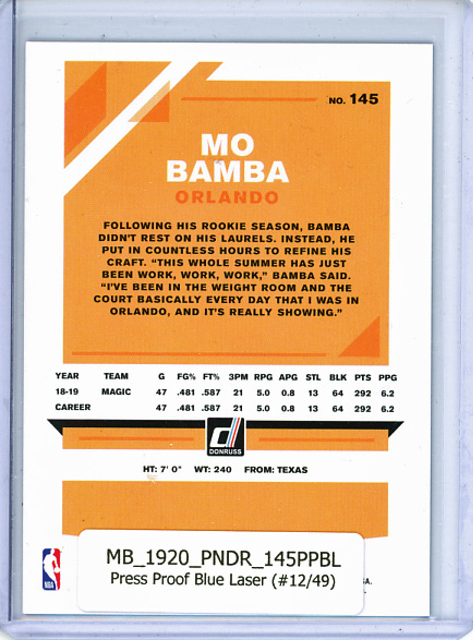 Mo Bamba 2019-20 Donruss #145, Press Proof Blue Laser (#12/49)