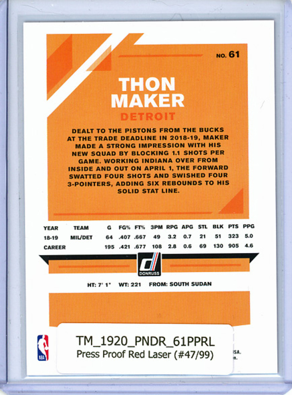 Thon Maker 2019-20 Donruss #61, Press Proof Red Laser (#47/99)