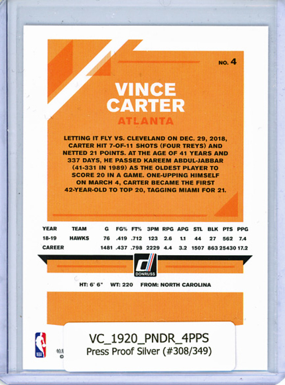 Vince Carter 2019-20 Donruss #4 Press Proof Silver (#308/349)