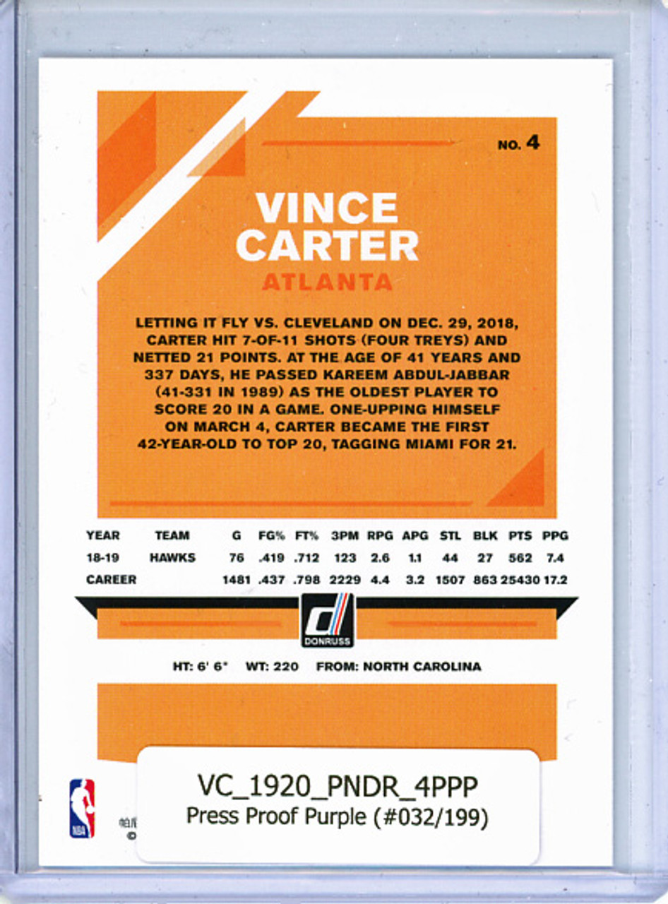 Vince Carter 2019-20 Donruss #4 Press Proof Purple (#032/199))