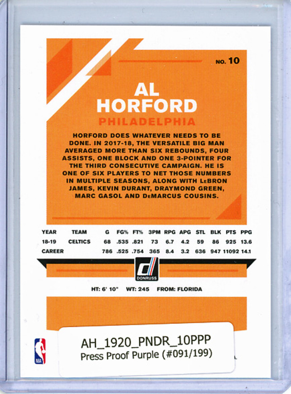 Al Horford 2019-20 Donruss #10, Press Proof Purple (#091/199))