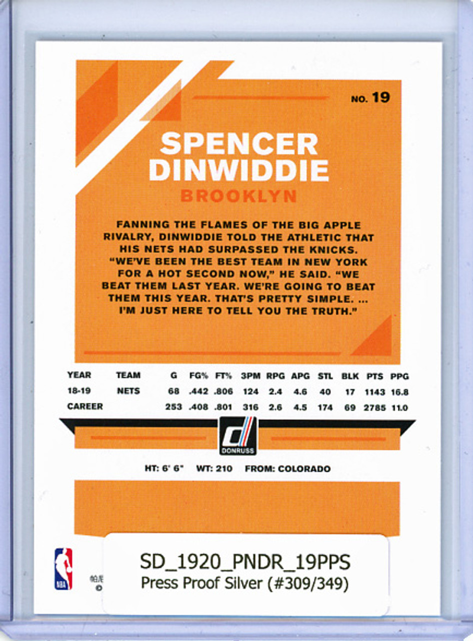 Spencer Dinwiddie 2019-20 Donruss #19 Press Proof Silver (#309/349)