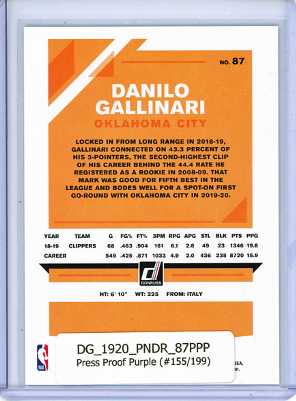 Danilo Gallinari 2019-20 Donruss #87, Press Proof Purple (#155/199)
