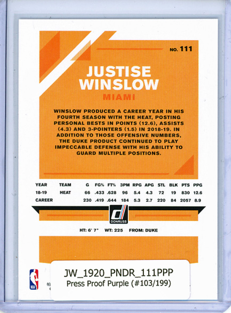 Justise Winslow 2019-20 Donruss #111, Press Proof Purple (#103/199))