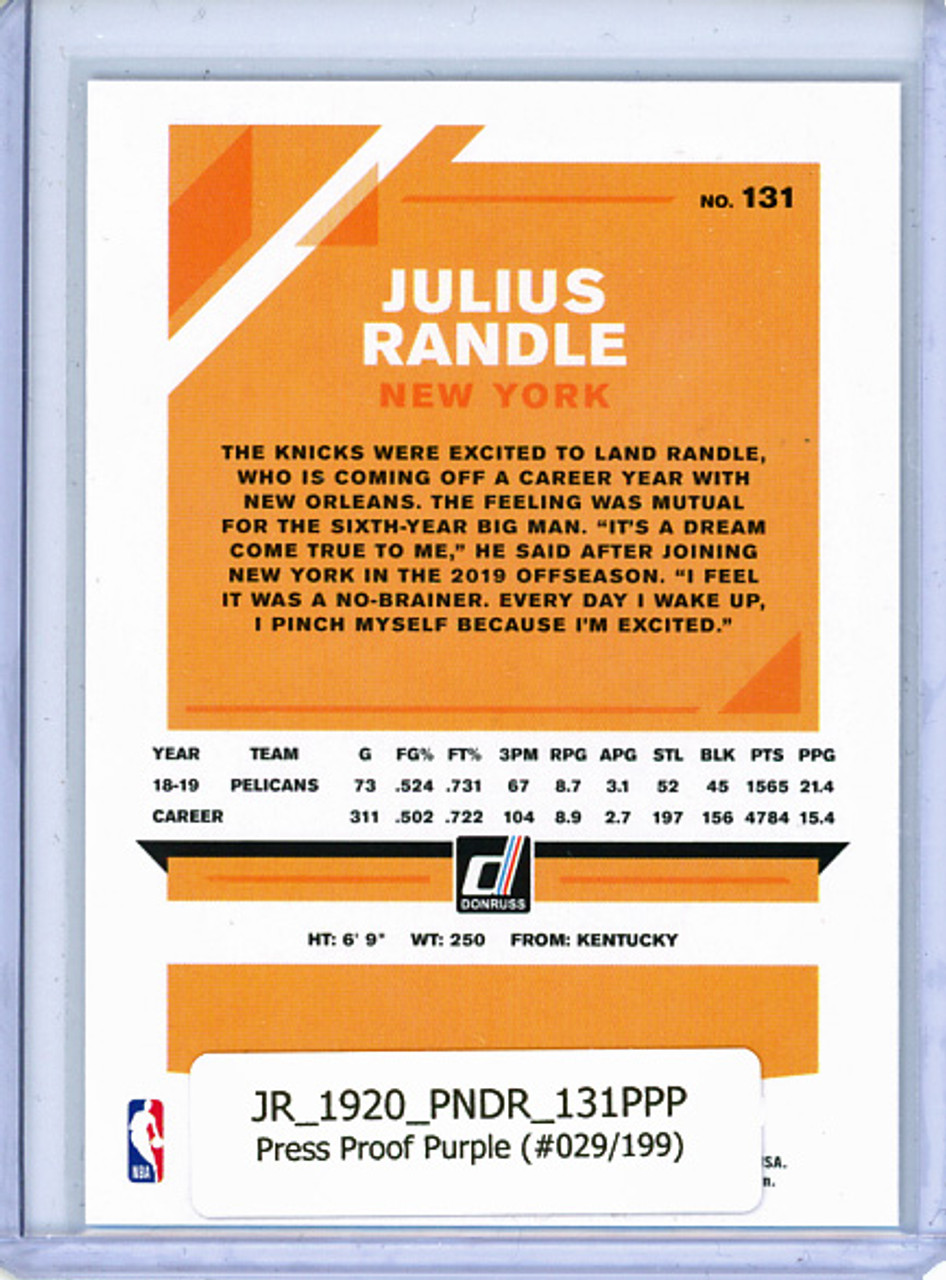 Julius Randle 2019-20 Donruss #131, Press Proof Purple (#029/199)