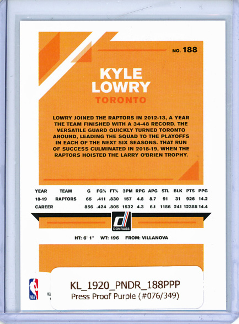 Kyle Lowry 2019-20 Donruss #188, Press Proof Purple (#076/199)