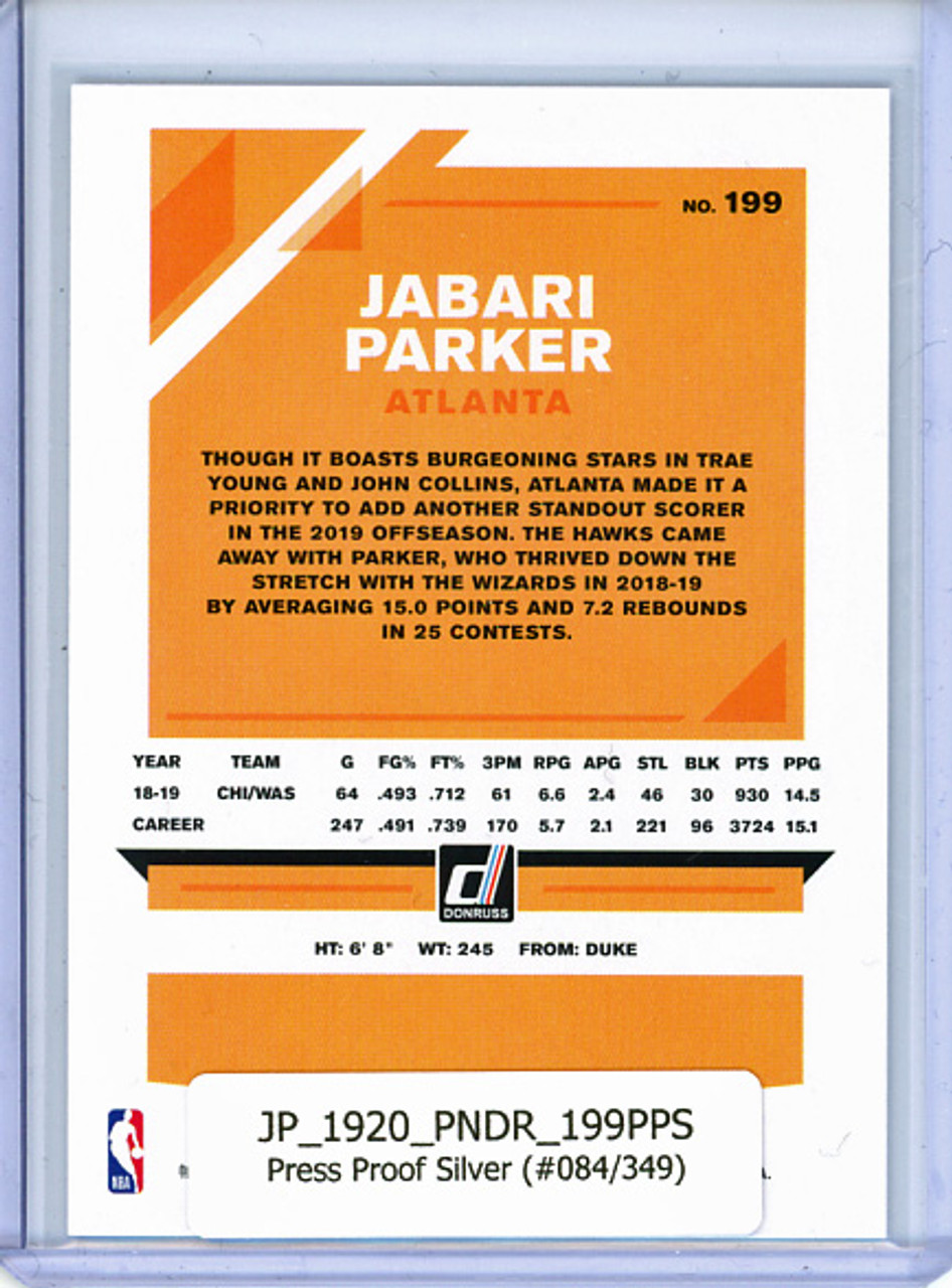 Jabari Parker 2019-20 Donruss #199, Press Proof Silver (#084/349)