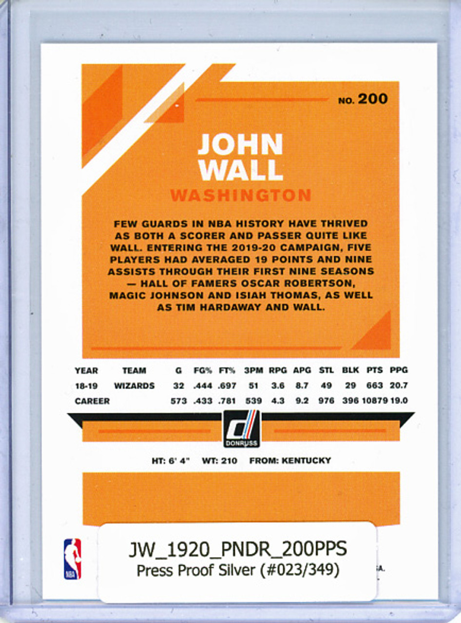 John Wall 2019-20 Donruss #200, Press Proof Silver (#023/349)