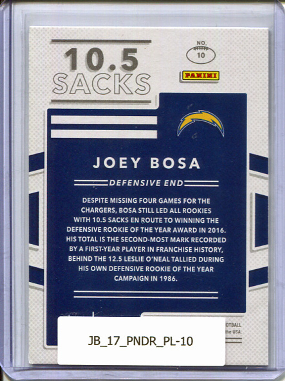 Joey Bosa 2017 Donruss, Production Line Sacks #10