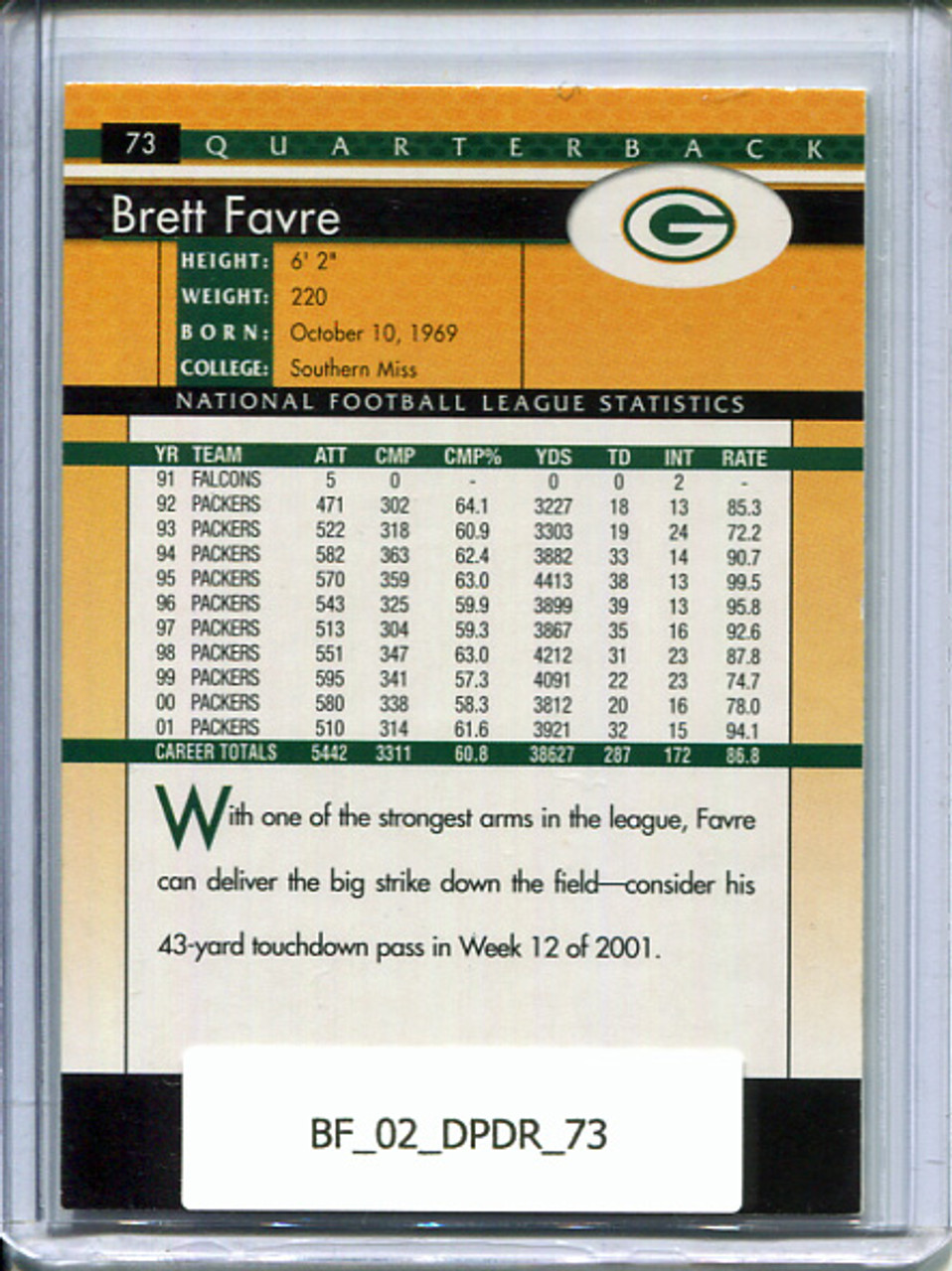 Brett Favre 2002 Donruss #73