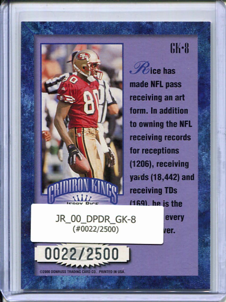 Jerry Rice 2000 Donruss, Gridiron Kings #GK-8 (#0022/2500)