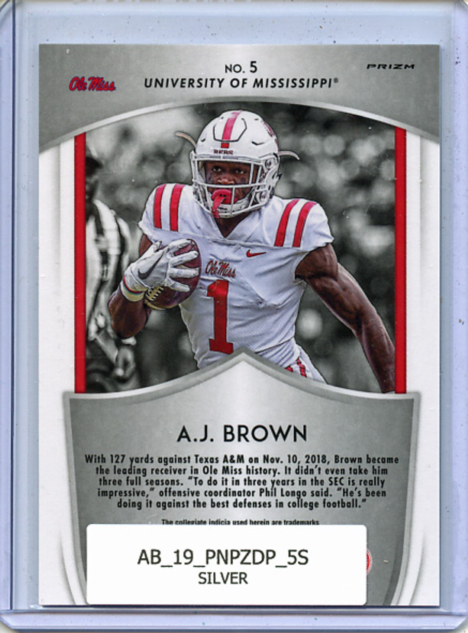 A.J. Brown 2019 Prizm Draft Picks, Crusade #5 Silver