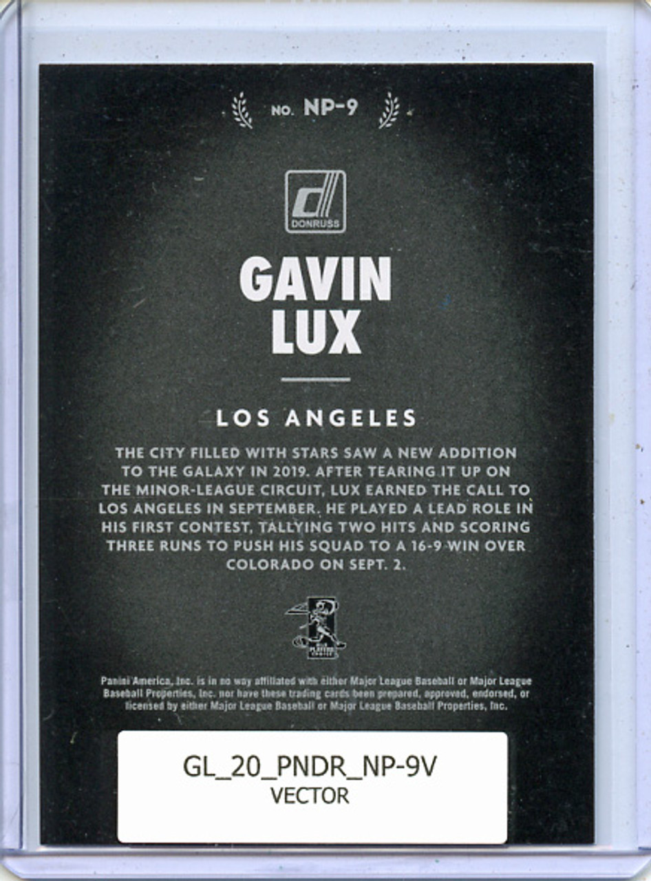 Gavin Lux 2020 Donruss, Now Playing #NP-9 Vector