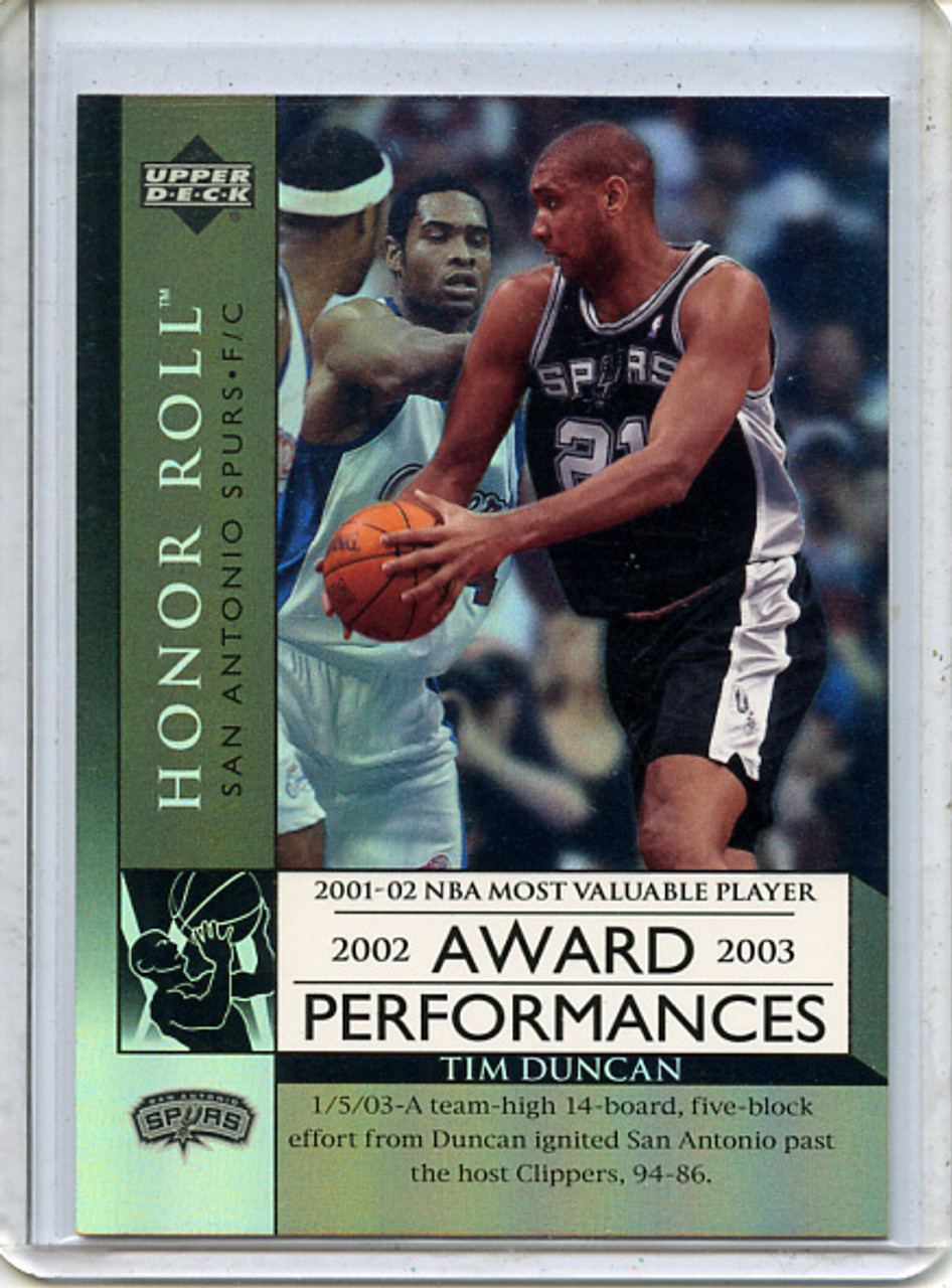 Tim Duncan 2002-03 Honor Roll, Award Performances #AP2