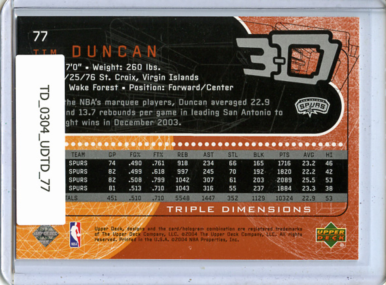 Tim Duncan 2003-04 Triple Dimensions #77