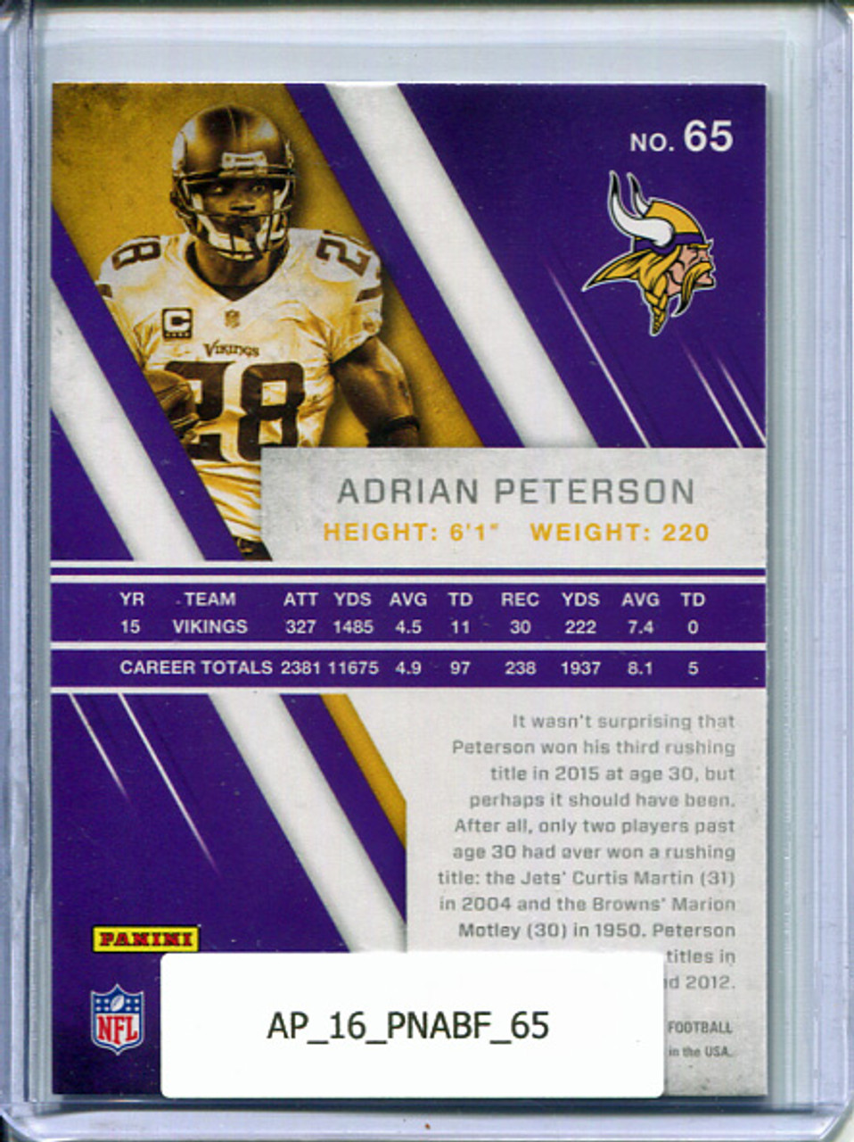 Adrian Peterson 2016 Absolute #65