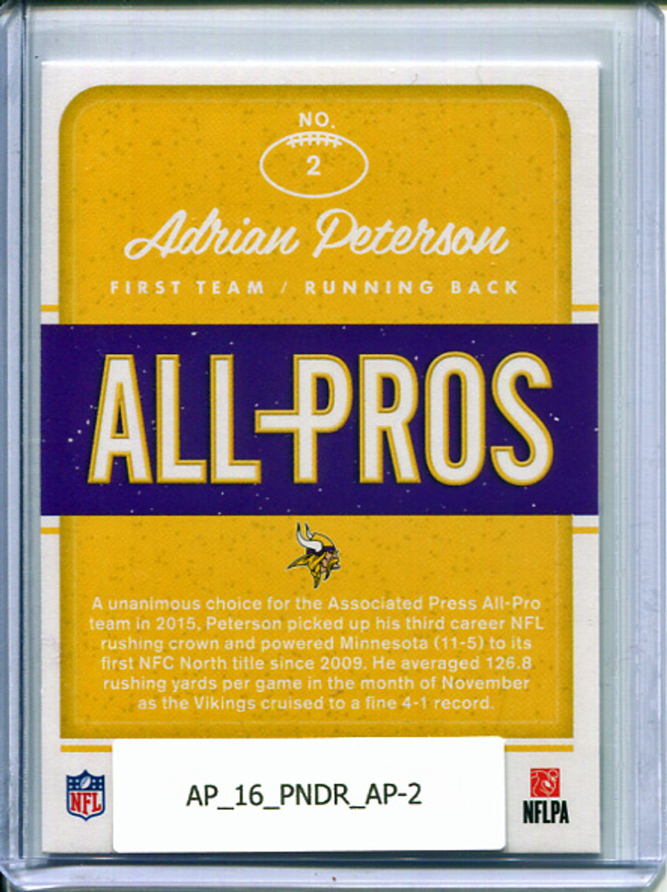 Adrian Peterson 2016 Donruss, All Pros #2